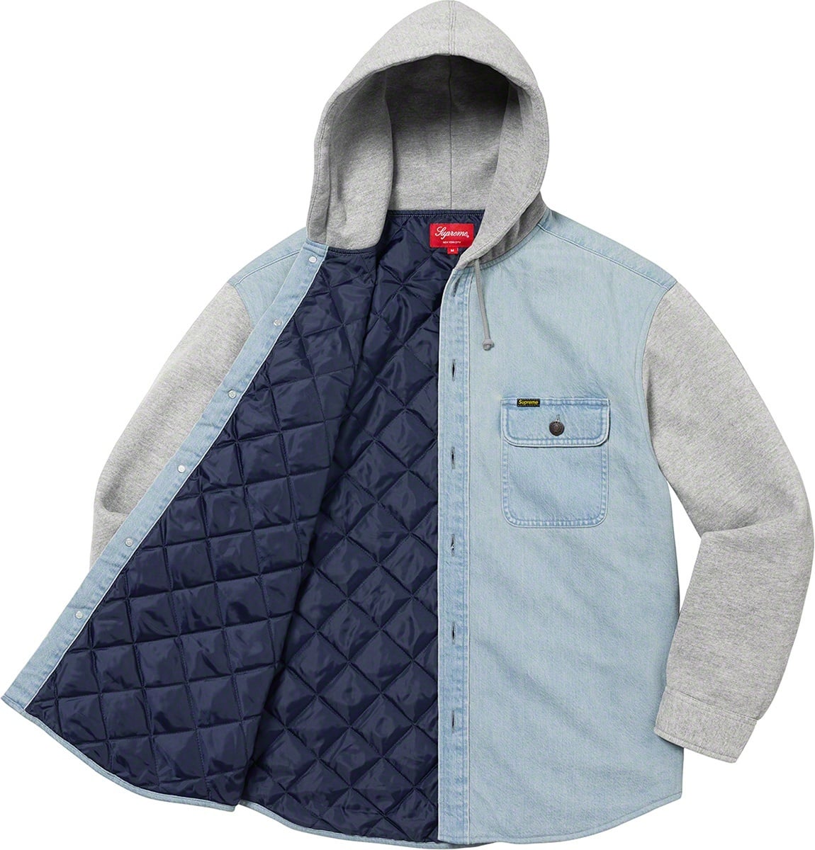 Fleece Hooded Denim Shirt view 10